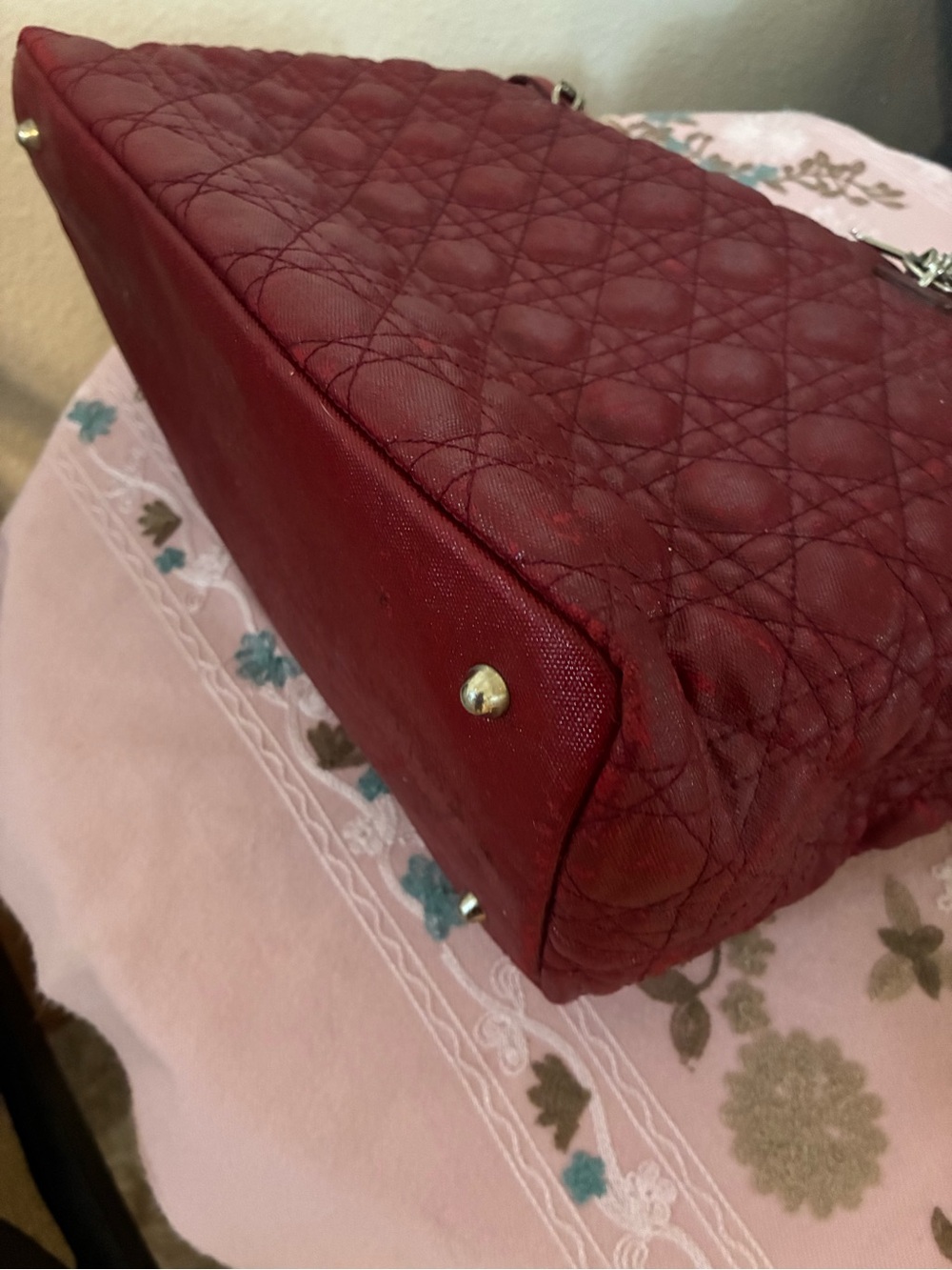 Christian Dior Large Panarea Tote Red Cannage Quilted Leather - Picture 5 of 16